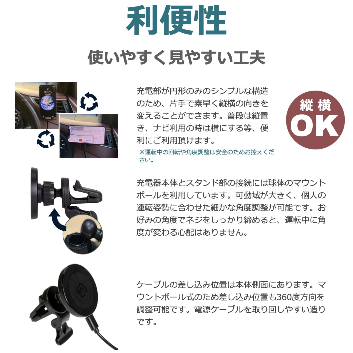 Amazon.co.jp: 40s MagSafe CMS1 In-Car Holder, Wireless Charger